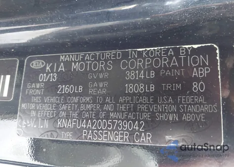 2013 Kia Forte Ex z USA, uszkodzony, nr VIN KNAFU4A20D5739042